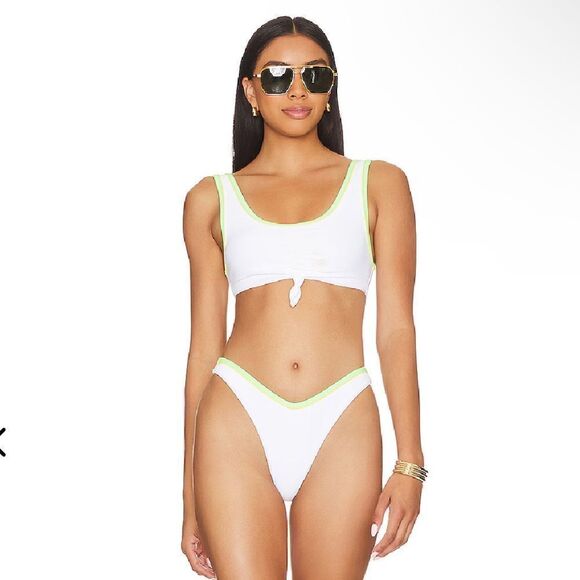 Lovers + Friends Let it Go bikini bottoms white green Revolve swimsuit Sz XL - Picture 7 of 8